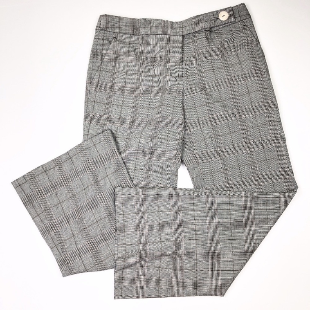 Tory Burch Wool Blend Wide Leg Plaid Pants Size 10